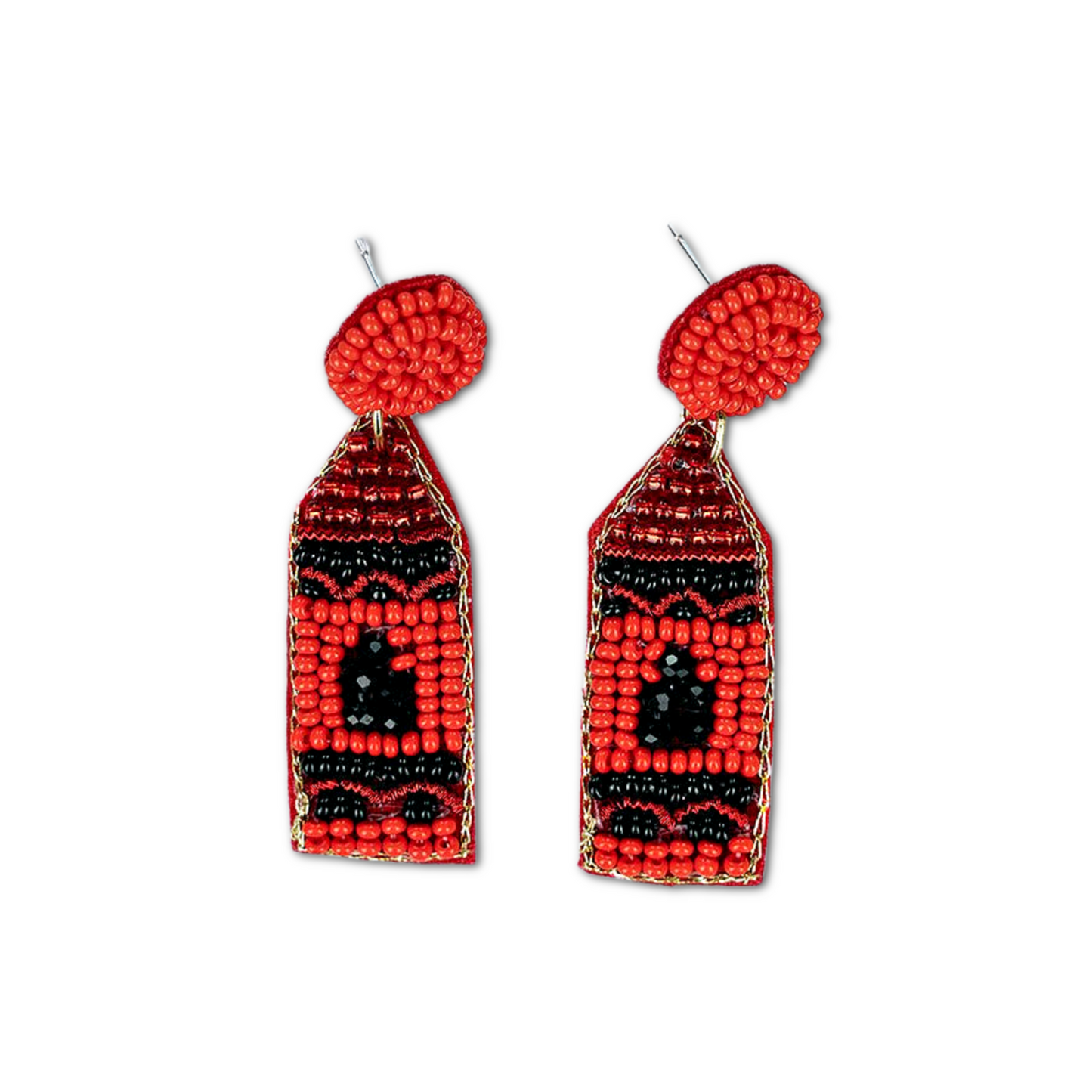 Colorful Crayons Teacher School Theme Beaded Earrings