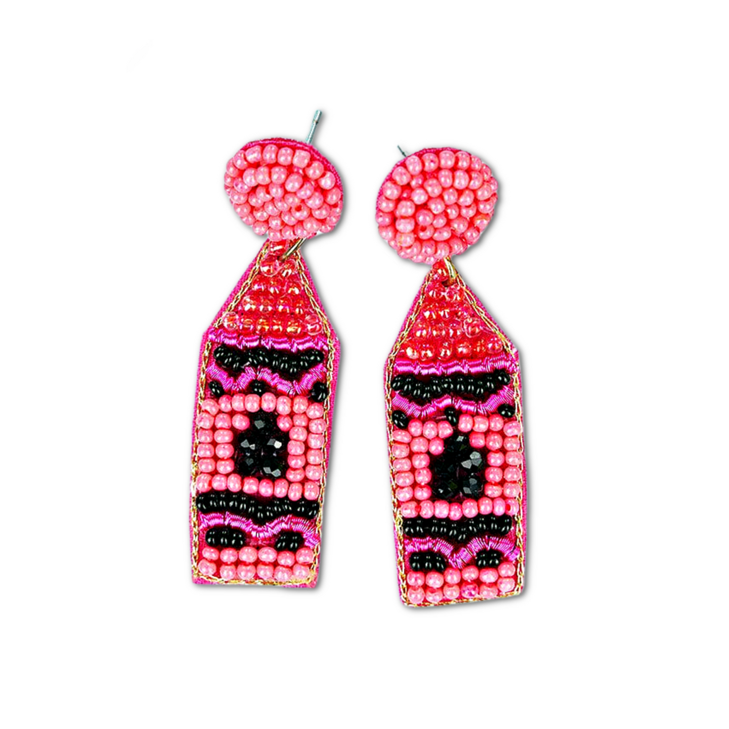 Colorful Crayons Teacher School Theme Beaded Earrings