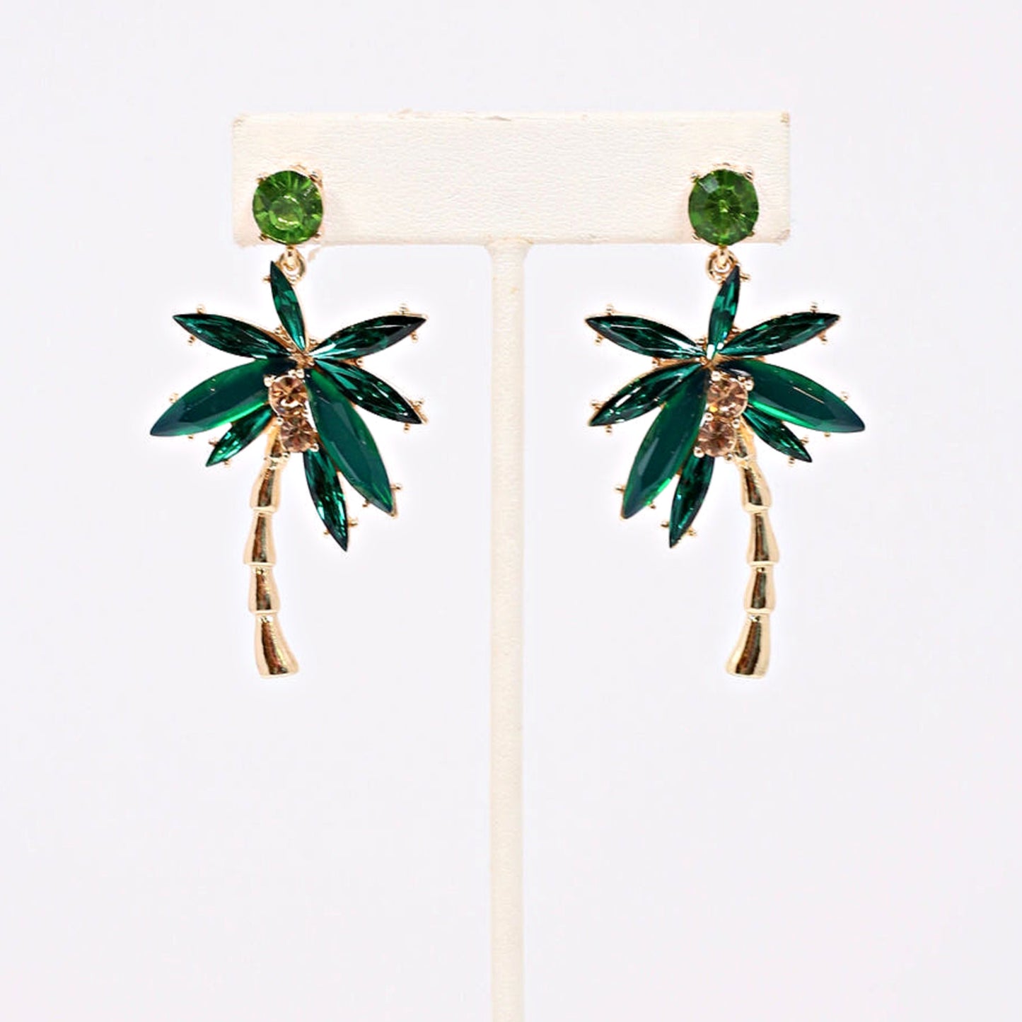 Crystal Embellished Gold Palm Tree Earrings