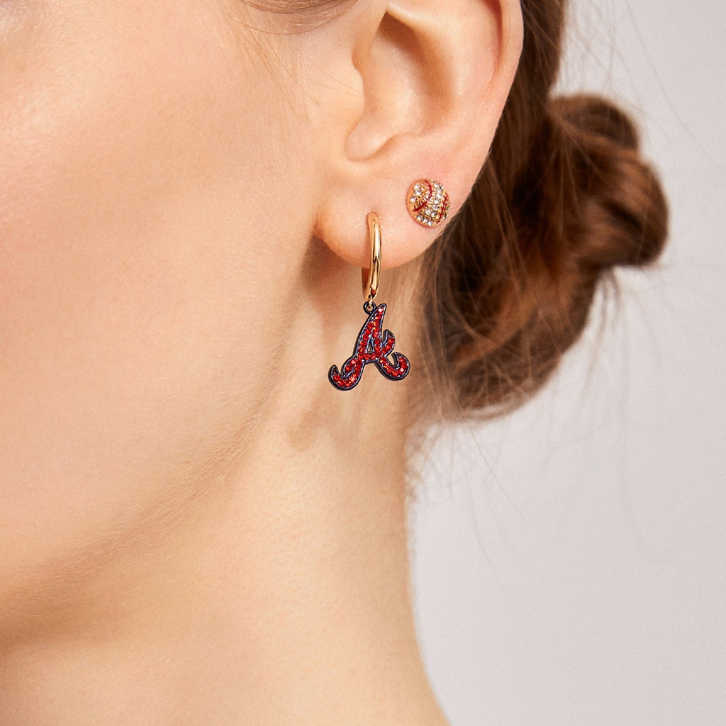 Atlanta Braves Baseball Huggie Hoop Stud Earrings SET