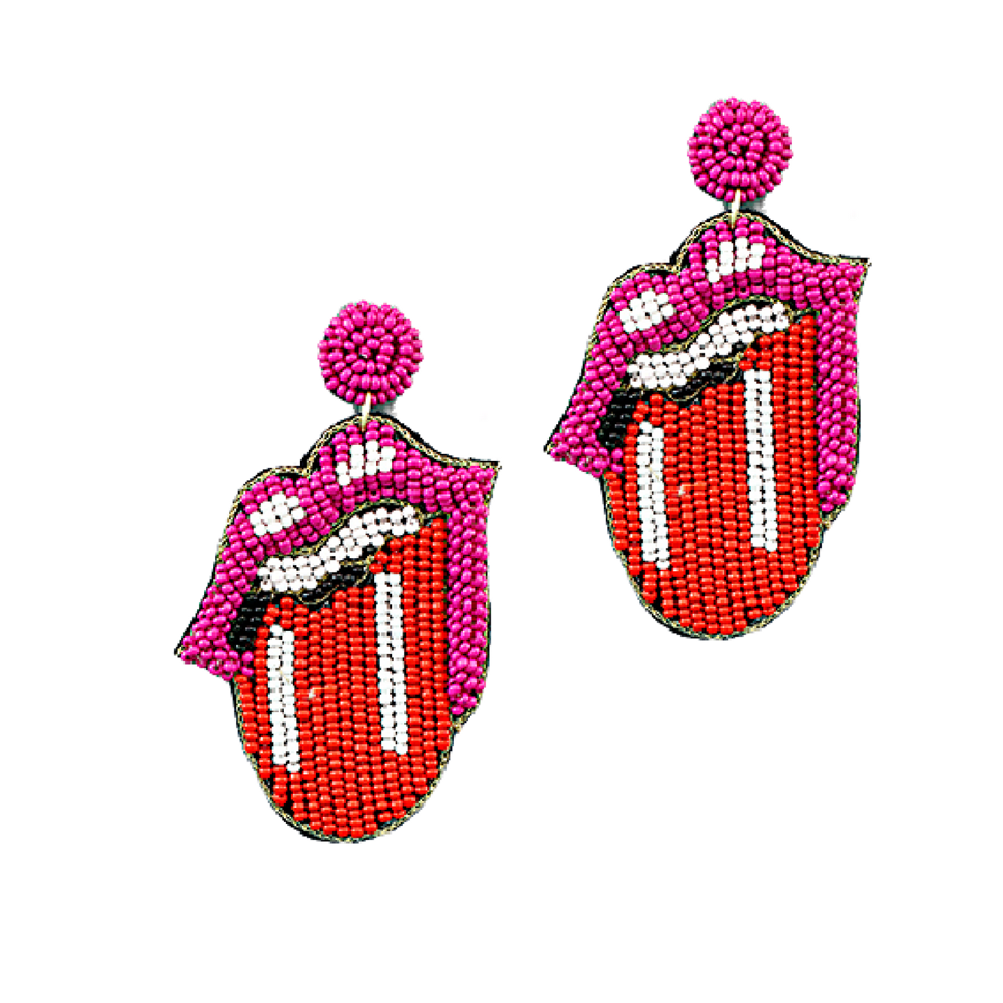 Just A Rolling Stone Rainbow Tongue Beaded Earrings