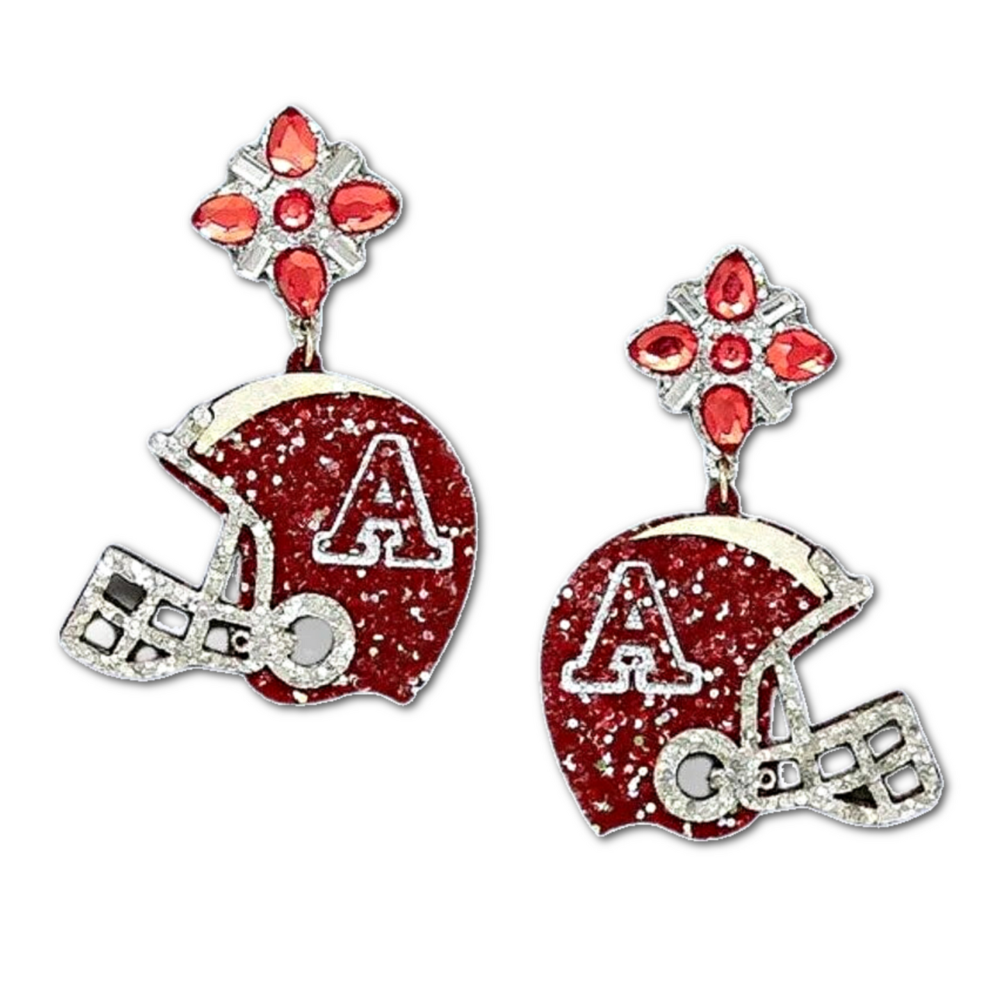 Crystal Top Alabama College Football Helmet Glitter Gem Earrings