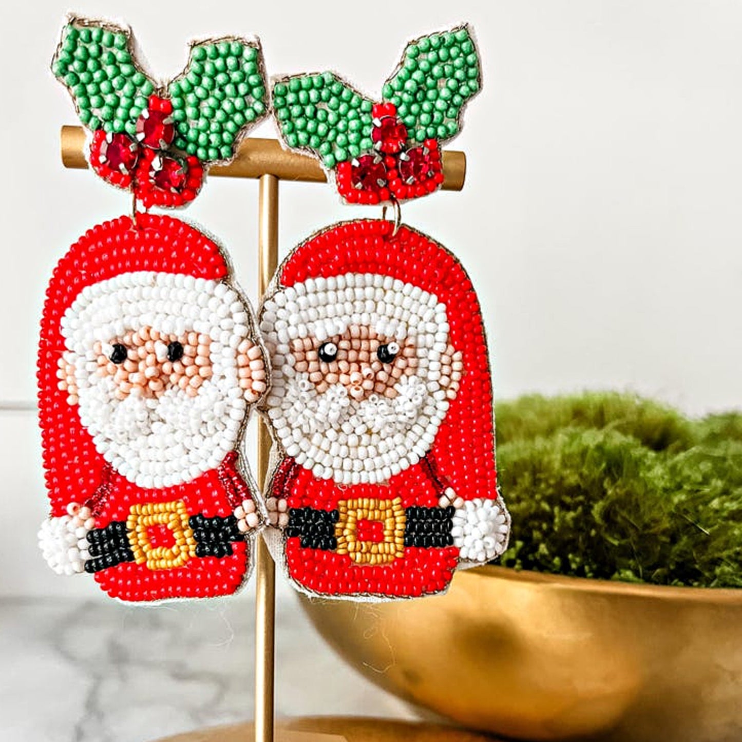 Santa Under The Mistletoe Crystal Beaded Earrings