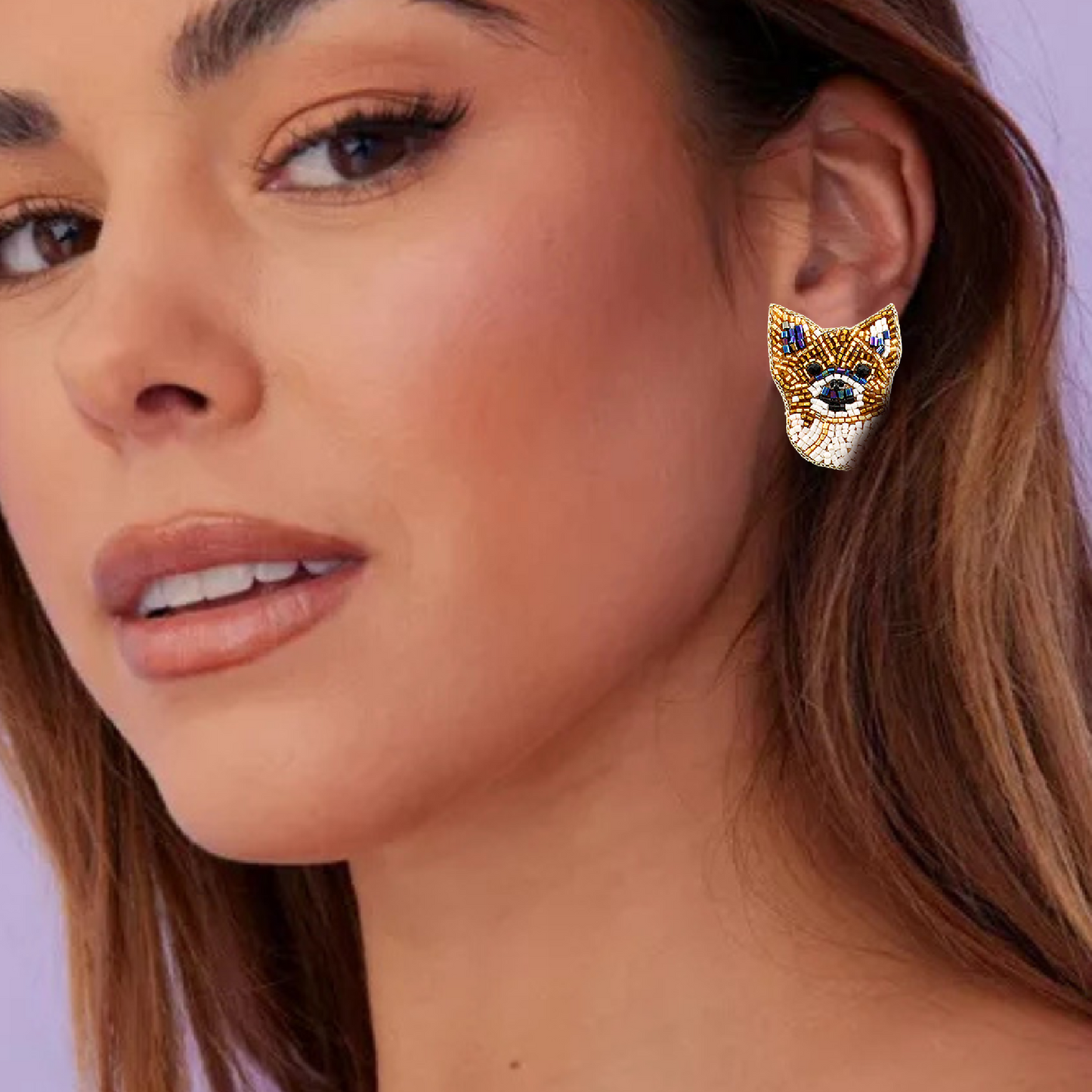 Chihuahua Dog Breed Puppy Pets Seed Beaded Earrings