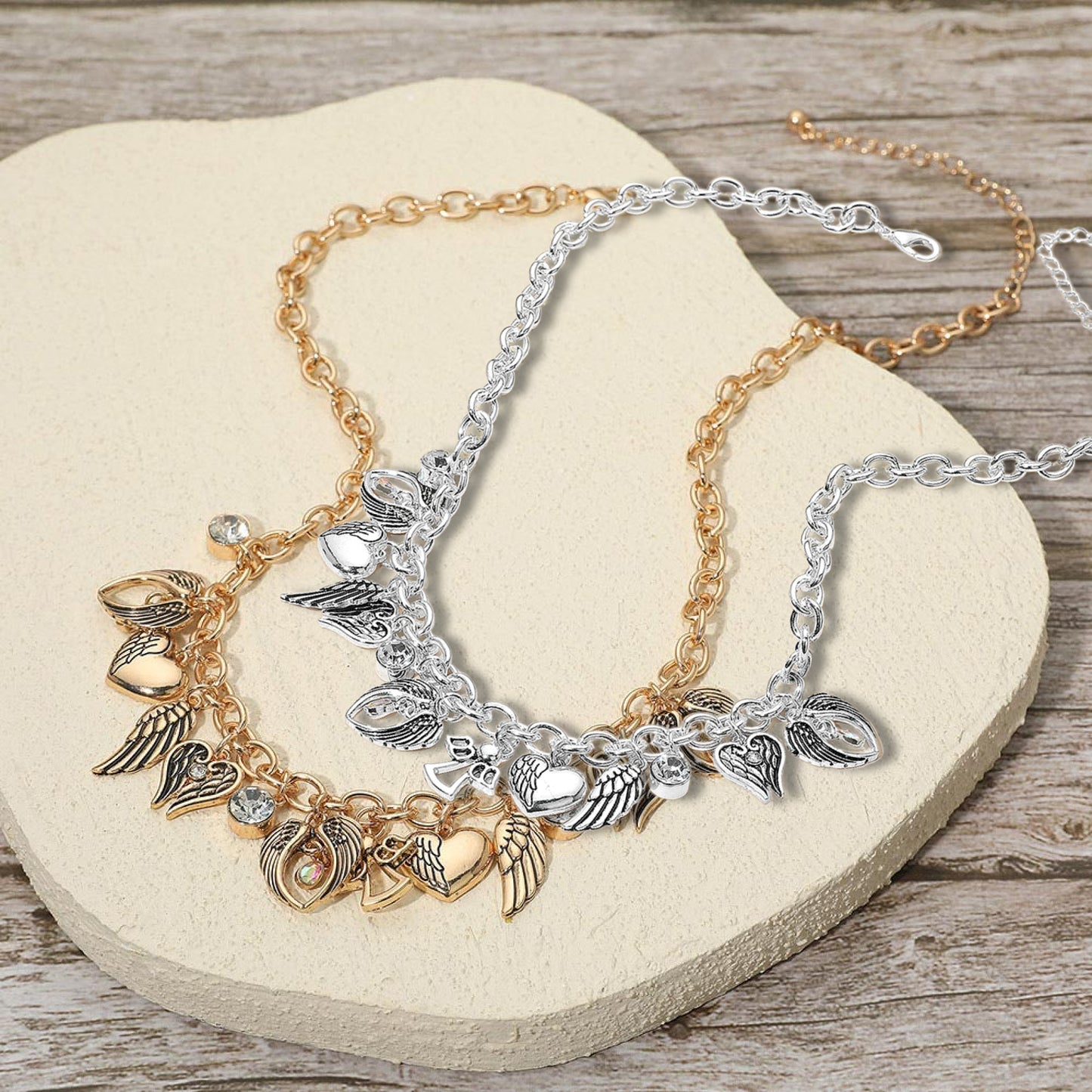 Gold On Angel Wings Charm Necklace
