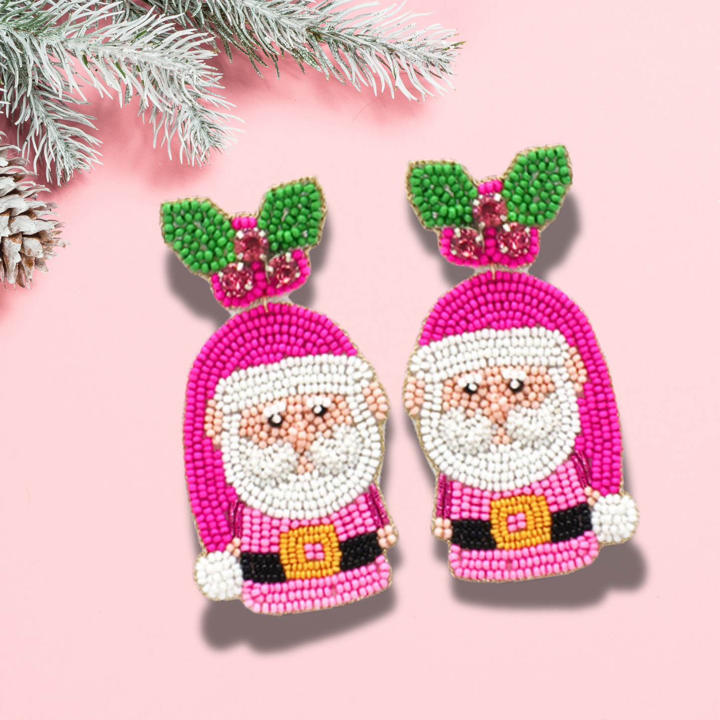 Santa Under The Mistletoe Crystal Beaded Earrings