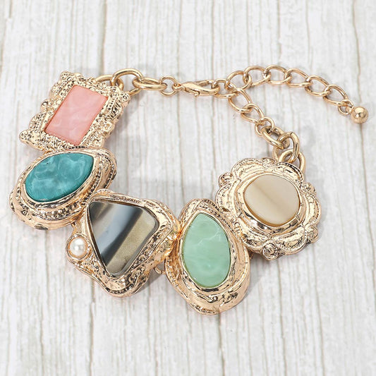 Bold Boho Green River Stone Bracelet