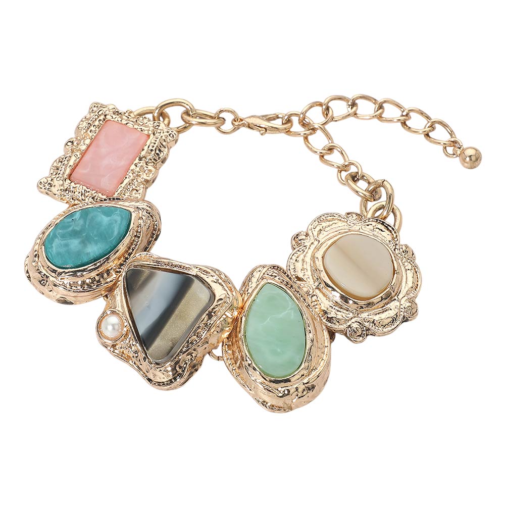 Bold Boho Green River Stone Bracelet