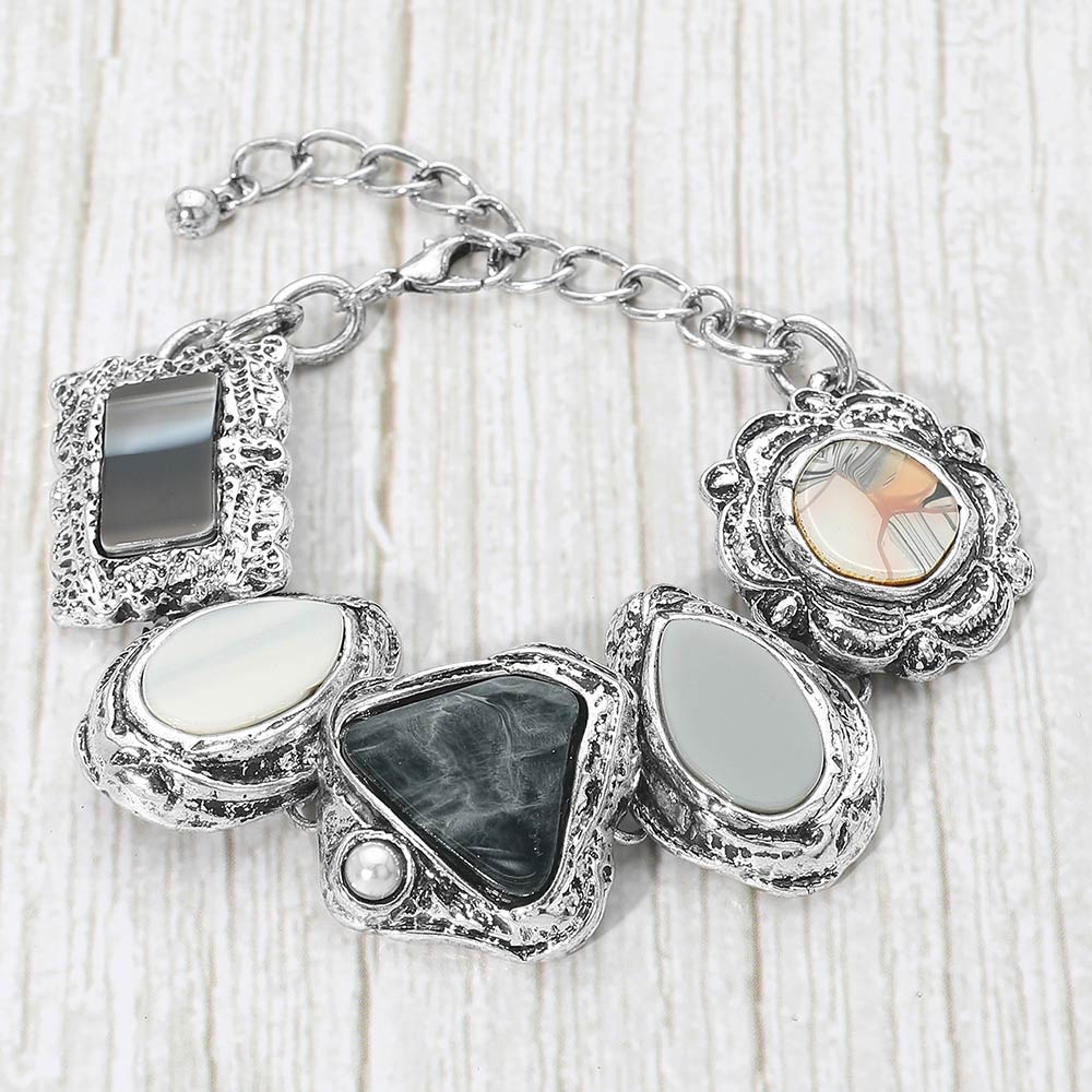 Bold Boho Black River Stone Bracelet