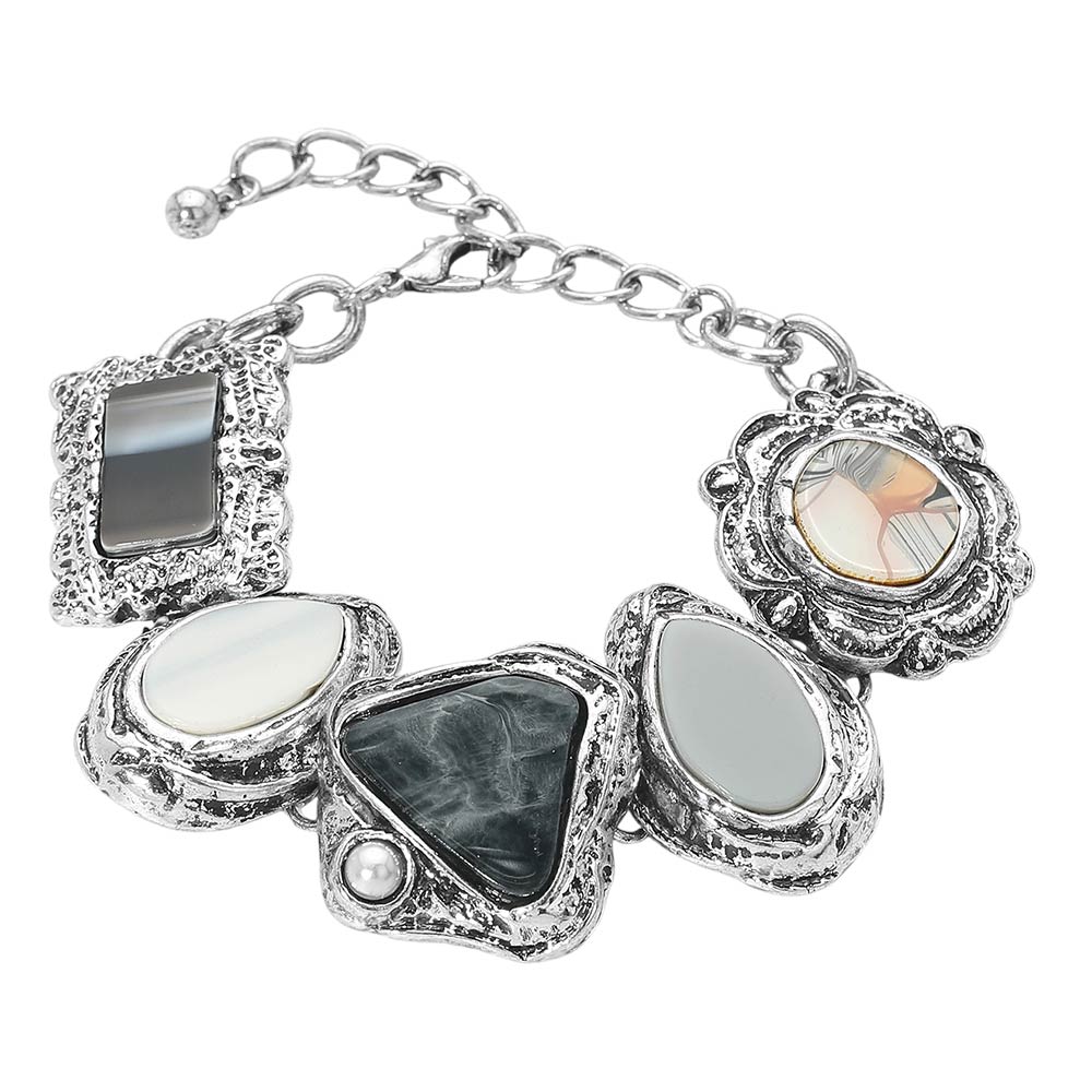 Bold Boho Black River Stone Bracelet