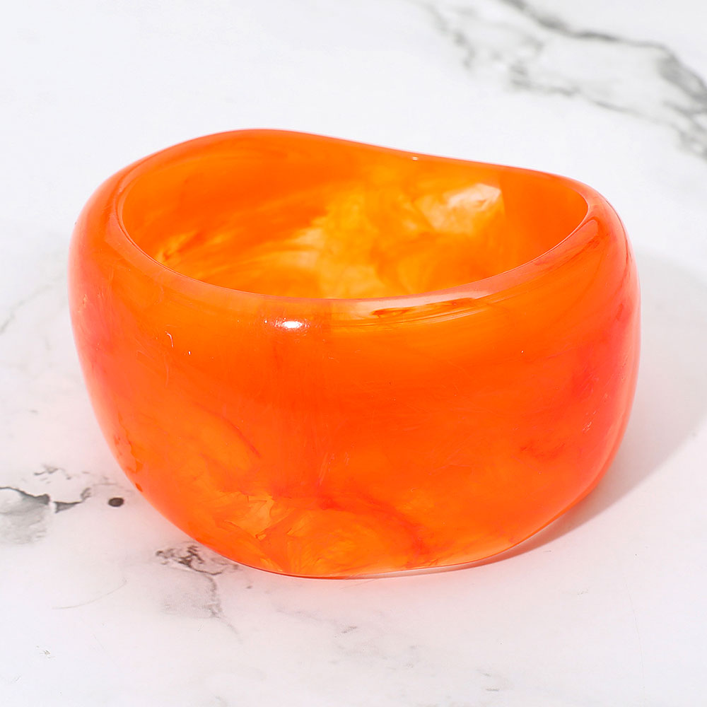 Wide Sculptural Marbled Resin Bangle Bracelet