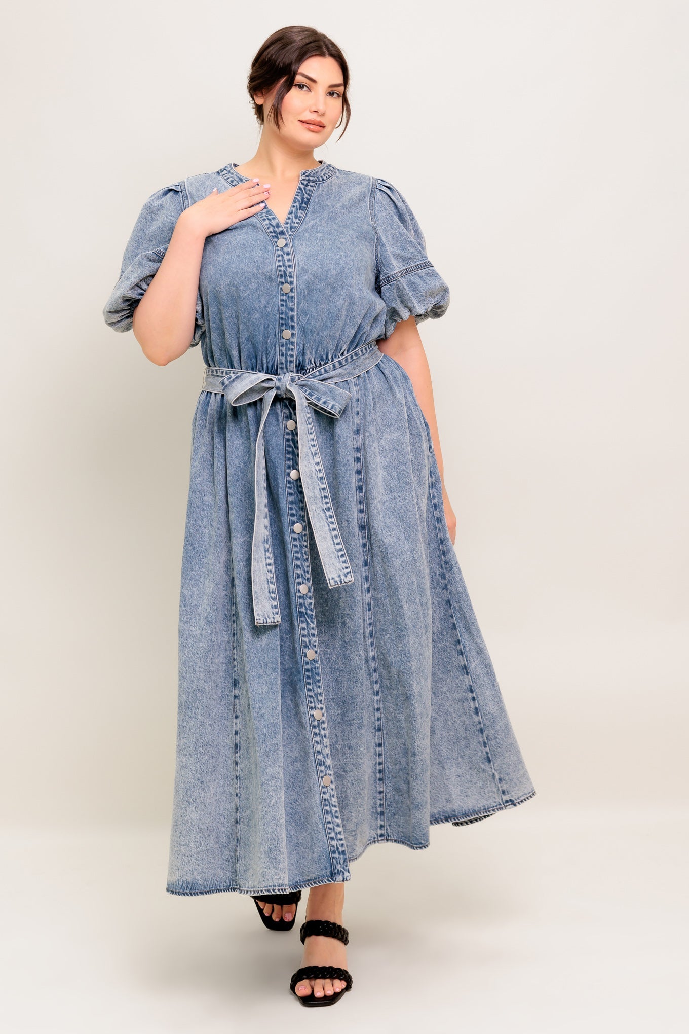 VESTIDO MIDI BAREFORM DE MEZCLILLA LIGERA