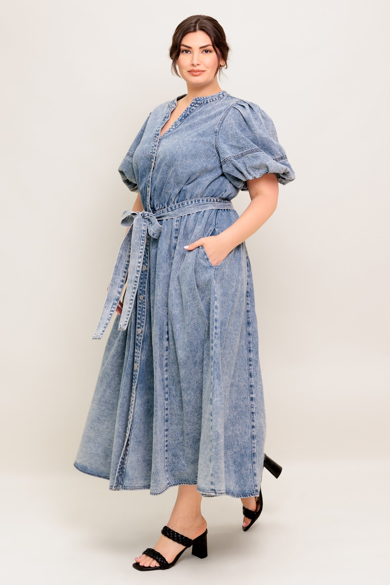 VESTIDO MIDI BAREFORM DE MEZCLILLA LIGERA