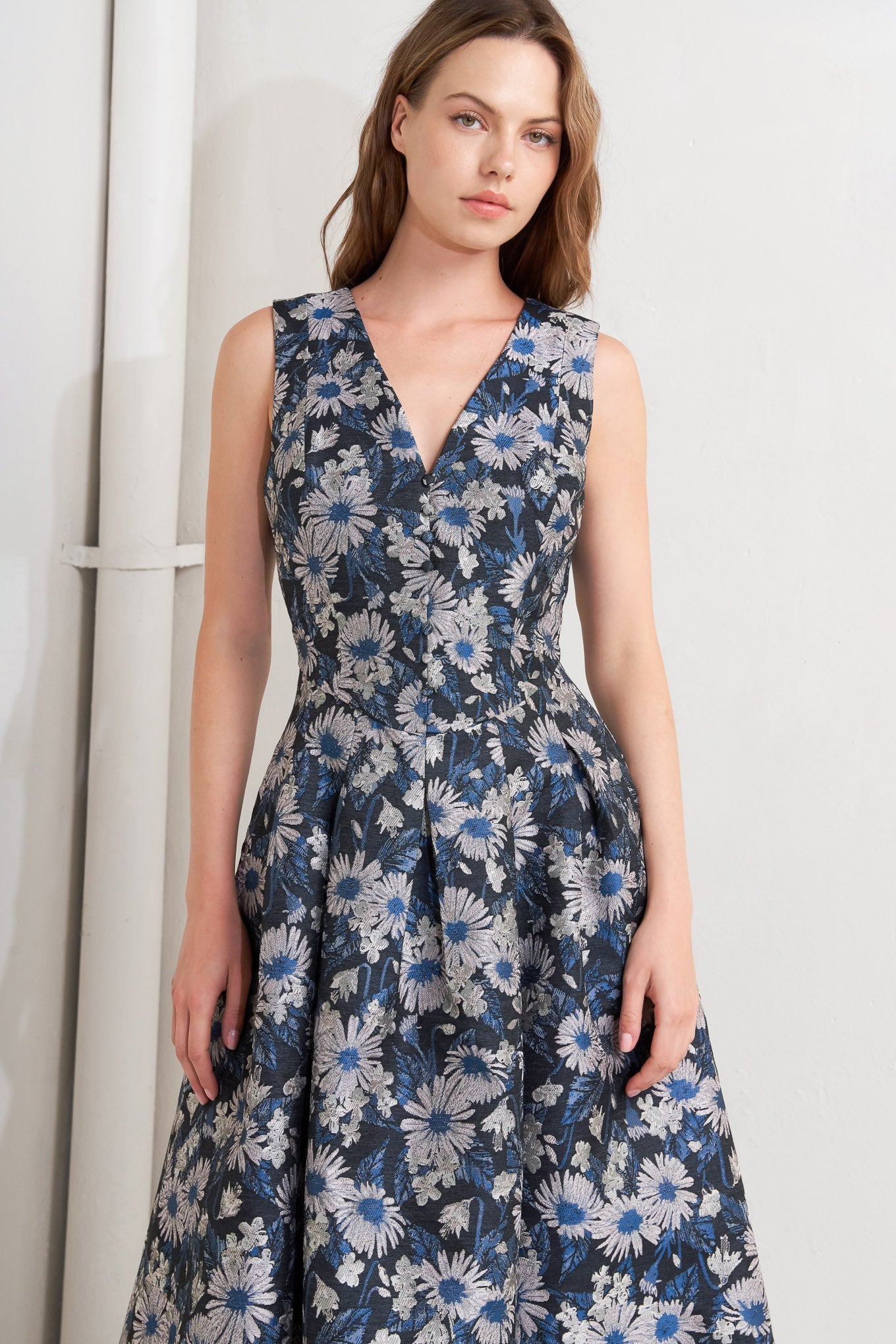 LUX BLOOMING WOVEN JACQUARD DRESS