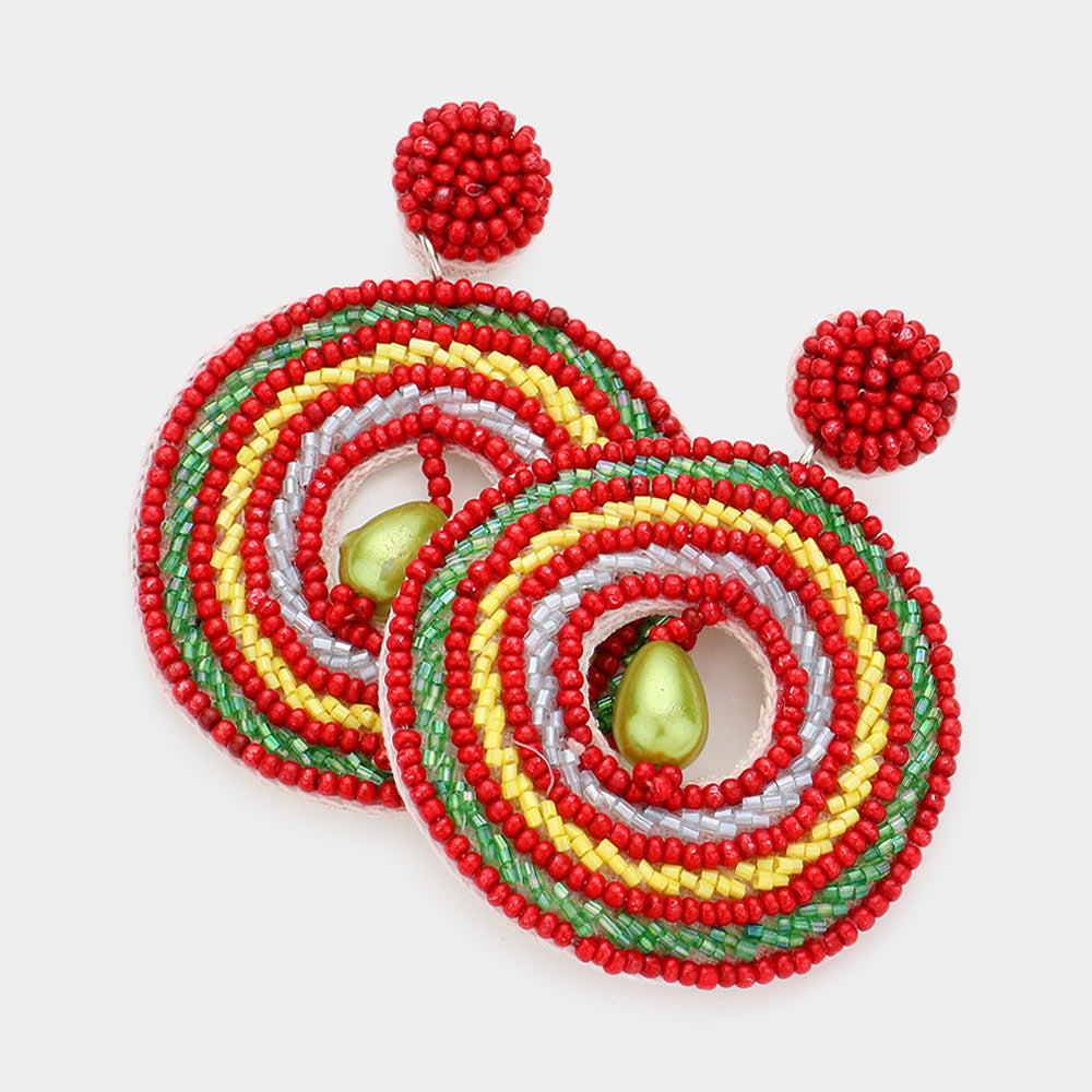 Lyla Boho Style Beaded Pearl Drop Circle Earrings