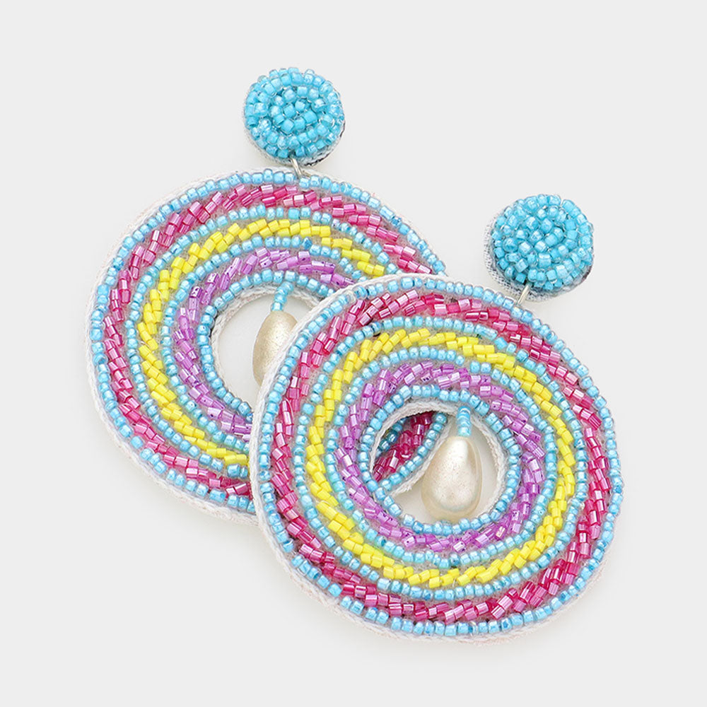 Lyla Boho Style Beaded Pearl Drop Circle Earrings