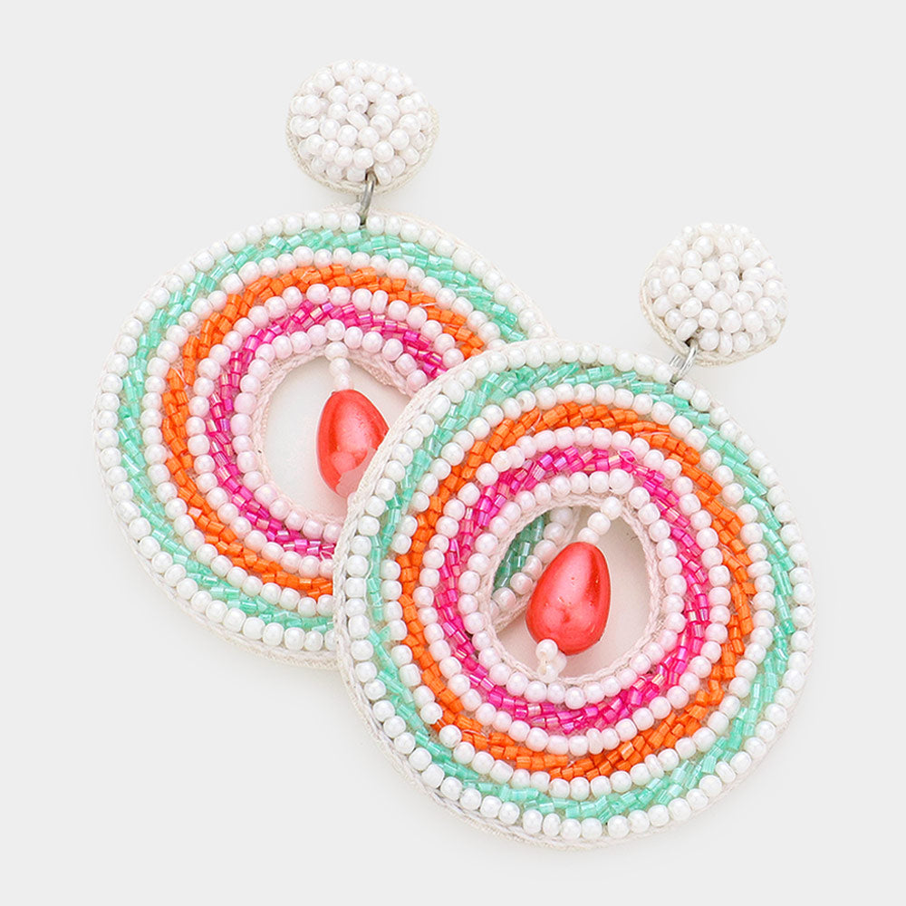 Lyla Boho Style Beaded Pearl Drop Circle Earrings
