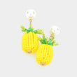 Pineapple Bead Pearl Tropical Dangle Earrings