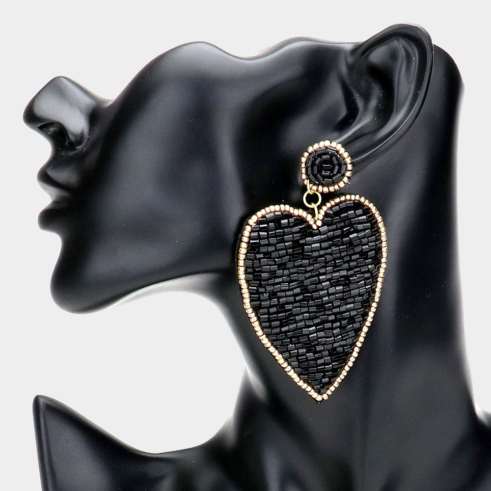 Have A Heart Black Sparkle Beaded Heart Earrings