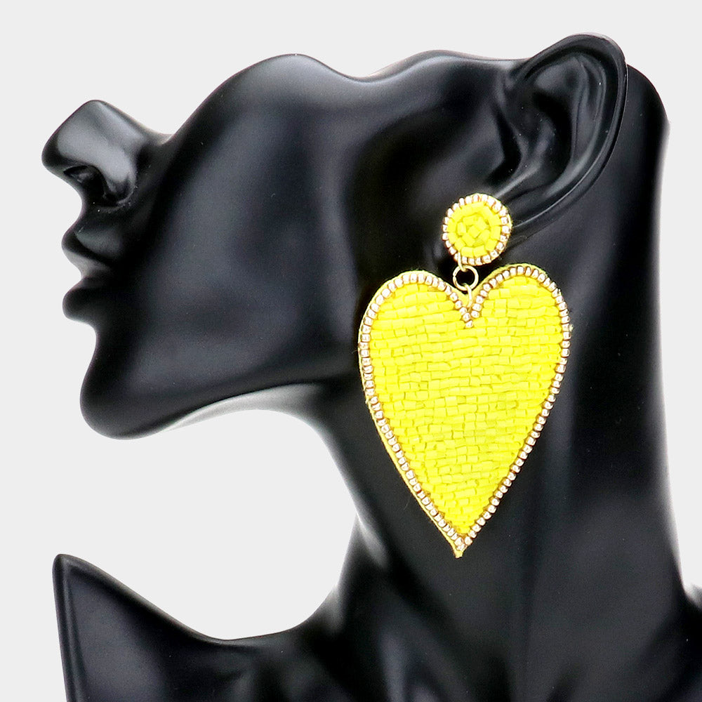 Have A Heart Yellow Sparkle Beaded Heart Earrings
