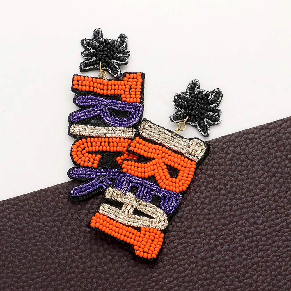 Halloween TRICK OR TREAT Colorful Seed Beaded Earrings