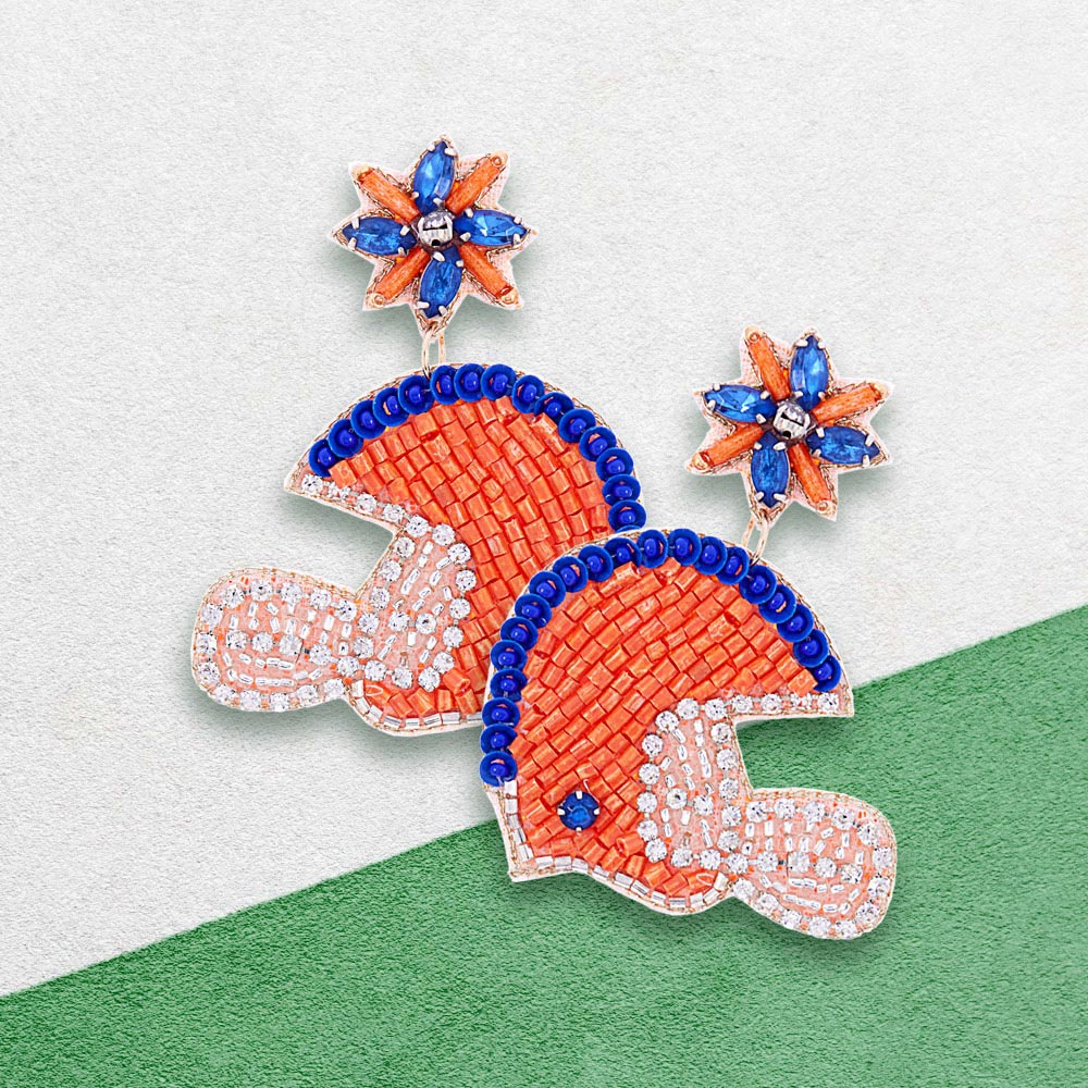 Auburn AU Football Team Colors Beaded Crystal Helmet Earrings