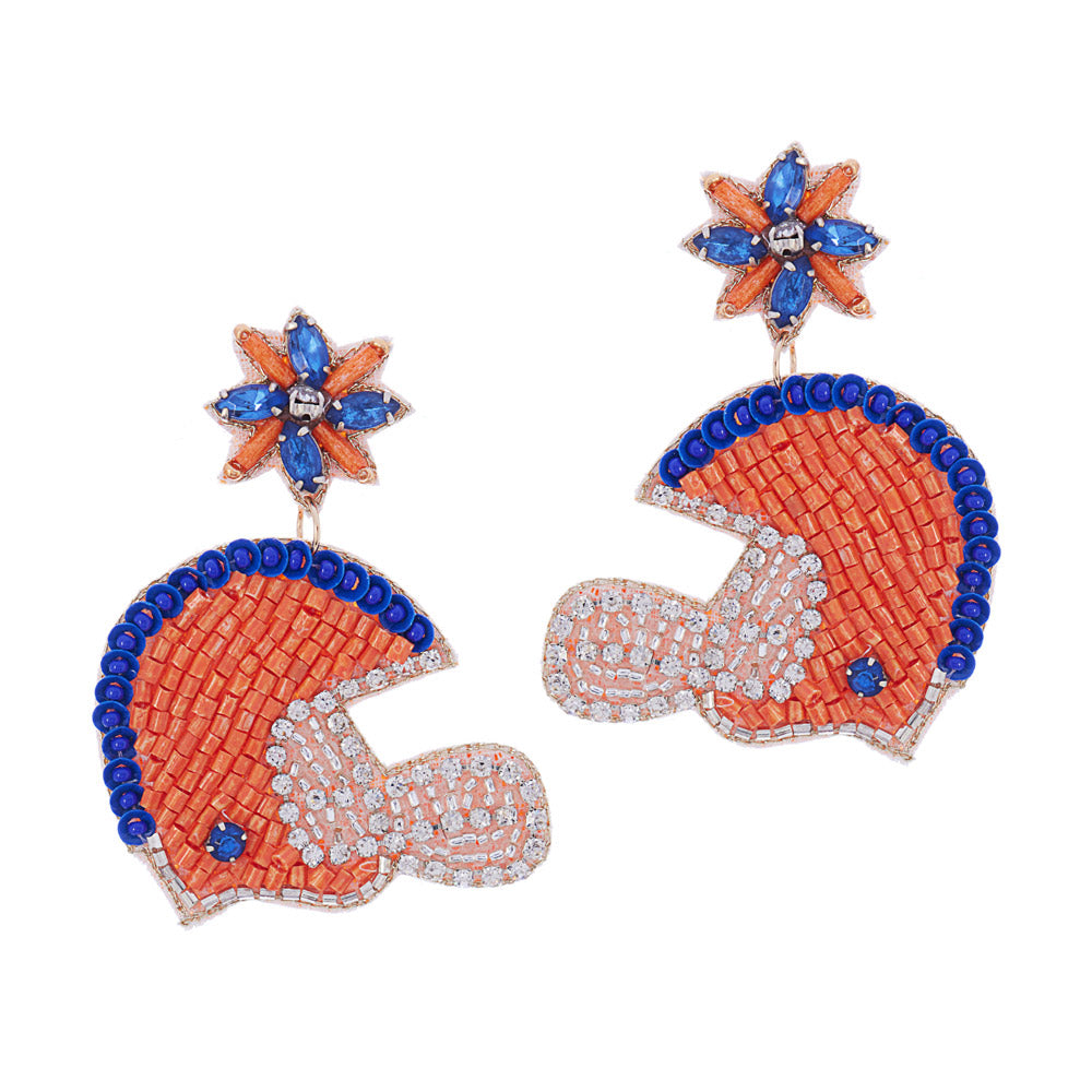 Auburn AU Football Team Colors Beaded Crystal Helmet Earrings