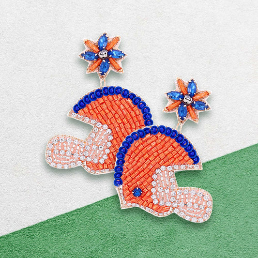 Auburn AU Football Team Colors Beaded Crystal Helmet Earrings