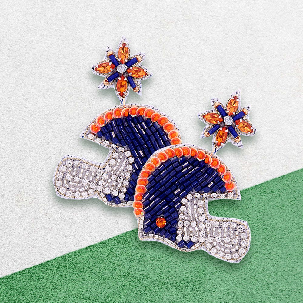 Auburn AU Football Team Beaded Crystal Helmet Earrings
