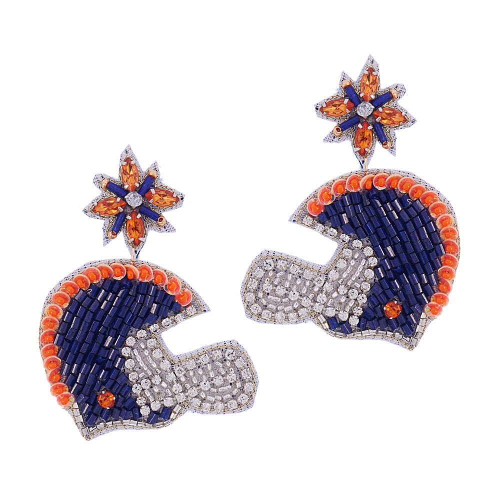 Auburn AU Football Team Beaded Crystal Helmet Earrings