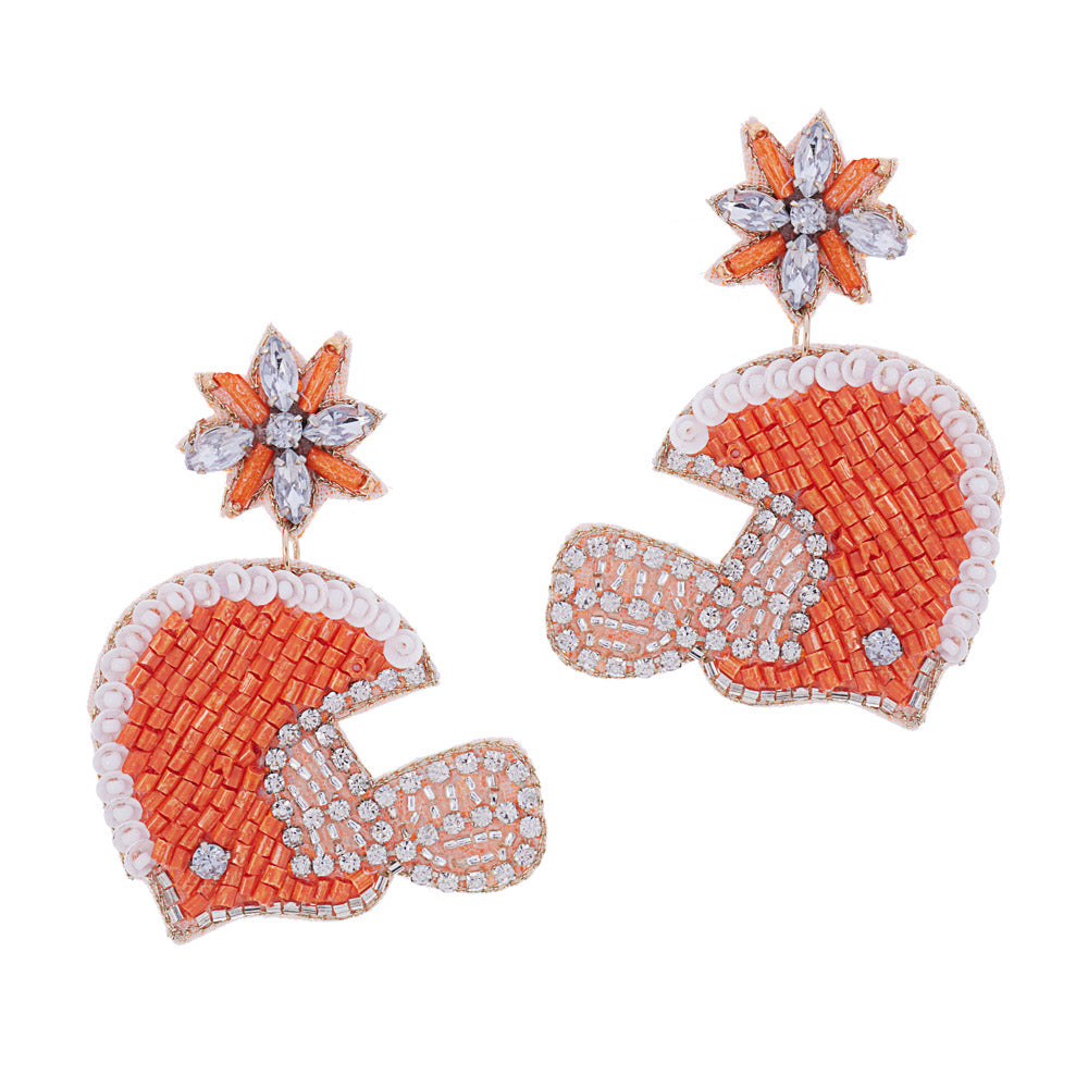 Tennessee Vols Team Colors Beaded Crystal Helmet Earrings