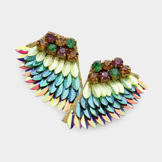 Mardi Gras Wing Earrings