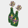 Mardi Gras Beaded Wine Bottle Dangle Earrings