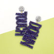 Blue Silver Football TOUCH DOWN Beaded Earrings