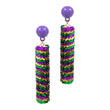 Mardi Gras Wrapped Sequin Dangle Earrings