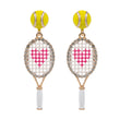 Heart Love TENNIS Racket Rhinestone Sparkle Earrings