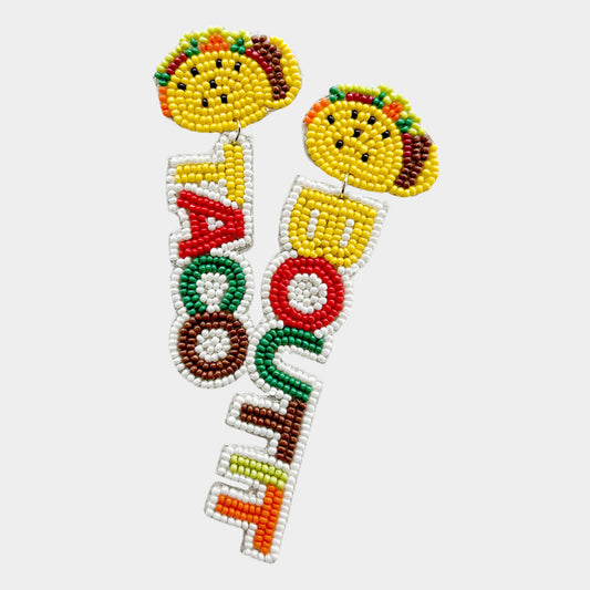 Taco Bout It Mexican Food Seed Beaded Earrings