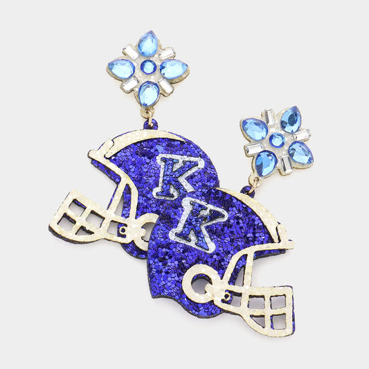 Crystal Top Kentucky Wildcats Football Helmet Glitter Gem Earrings