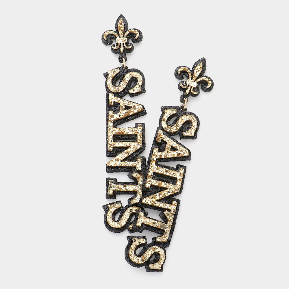 NOLO Saints Football Bling Fleur De Lis Earrings