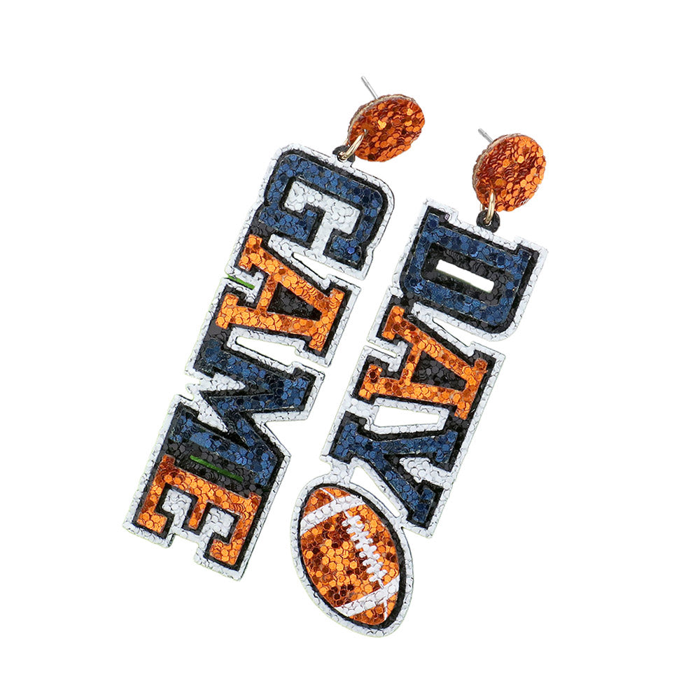 Auburn AU Tigers Glitter Game Day Football Earrings