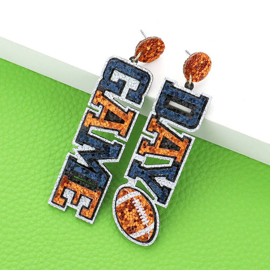 Auburn AU Tigers Glitter Game Day Football Earrings