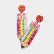 Teacher School Pencil Sequin Rhinestone Earrings