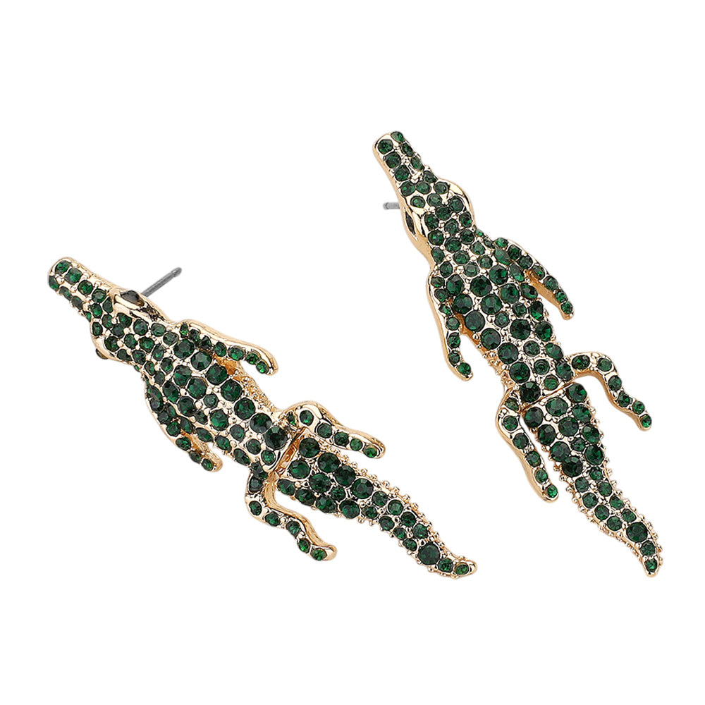 Crocodile Alligator Rhinestone Earrings