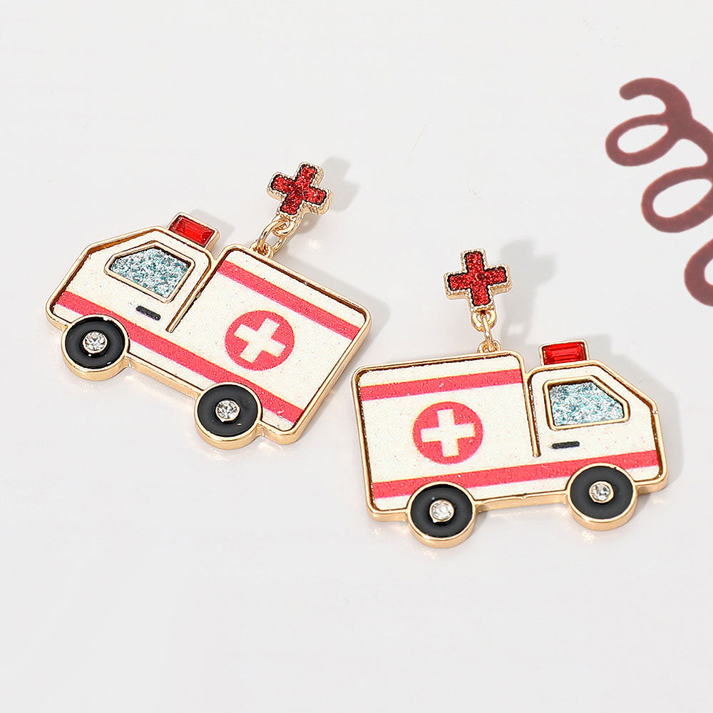 EMT Paramedic Career Ambulance Earrings