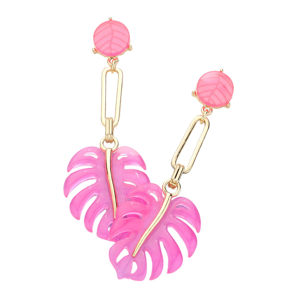 Tropical Banana Leaf Resort Dangle Earrings