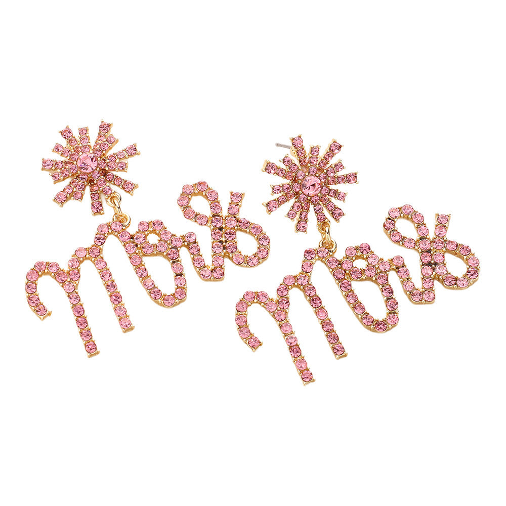 Bridal MRS Rhinestone Sunburst Dangle Earrings
