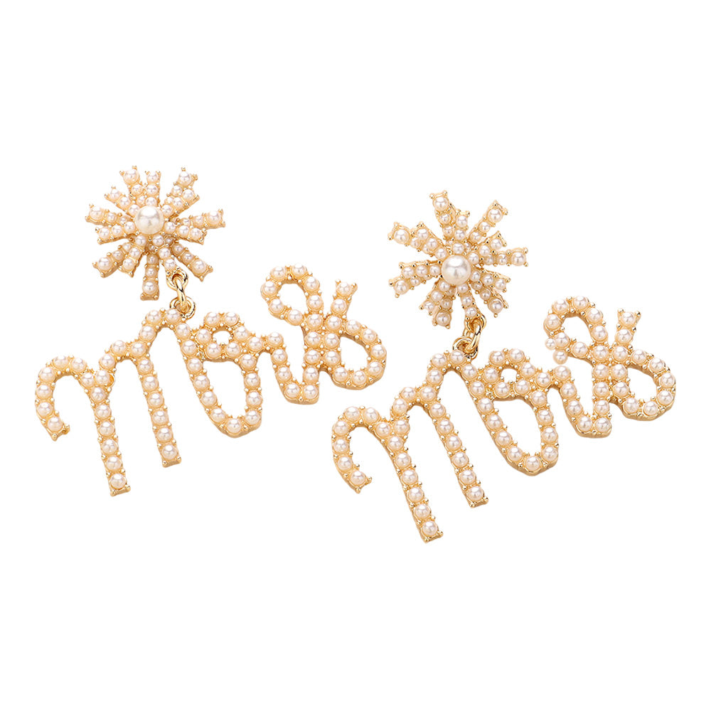 Bridal MRS Rhinestone Sunburst Dangle Earrings