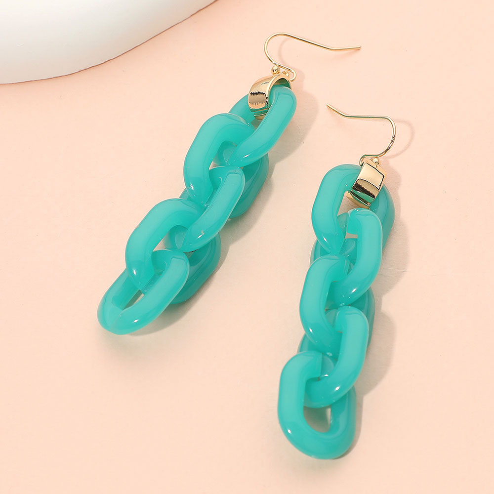 Arden Aqua Chunky Chain Link Necklace & Earrings SET