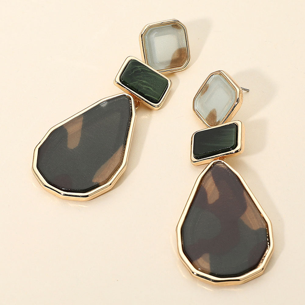 Camouflage Geometric Drop Earrings