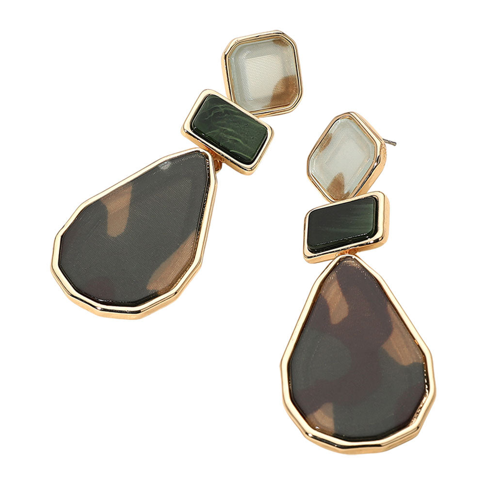 Camouflage Geometric Drop Earrings